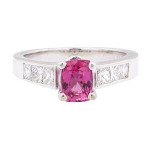 14K White Gold 4.20 Grams Pink Sapphire and Diamond Ring